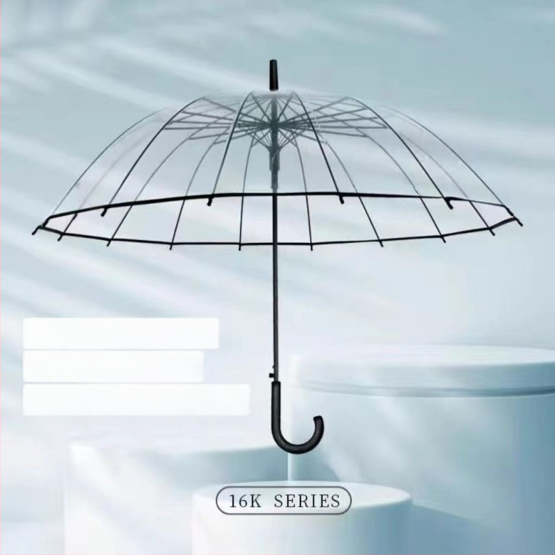 Yanyun priehľadný dáždnik s 16 žiabrami, automatické otvorenie, dlhá rukoväť, DIY prispôsobenie
