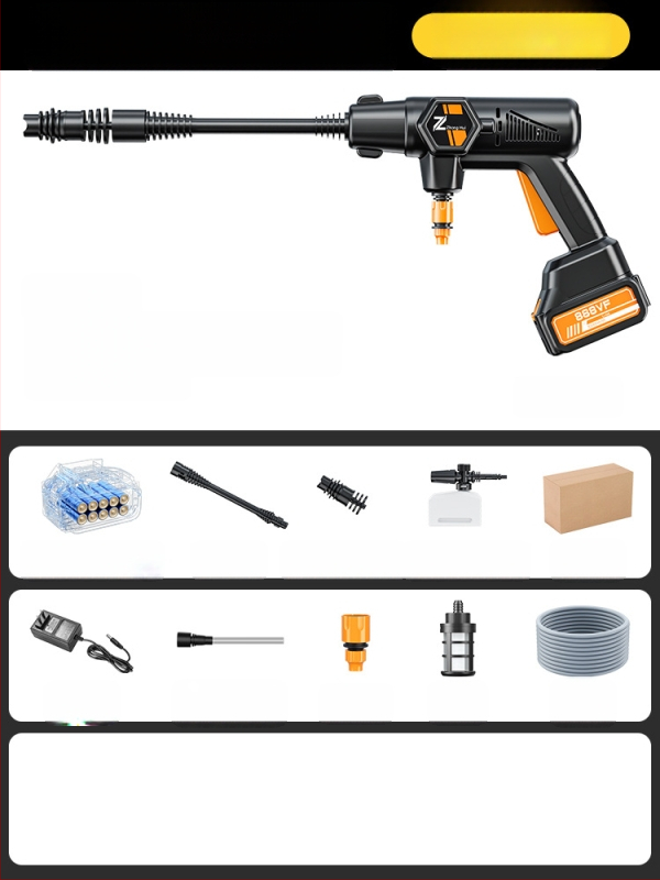 Bevielė aukšto slėgio plovimo pistolė automobiliams, 20V, maksimali slėgis 36 BAR, srautas 4 L/min, modelis ZH-HXCQ, svoris 2,4 kg