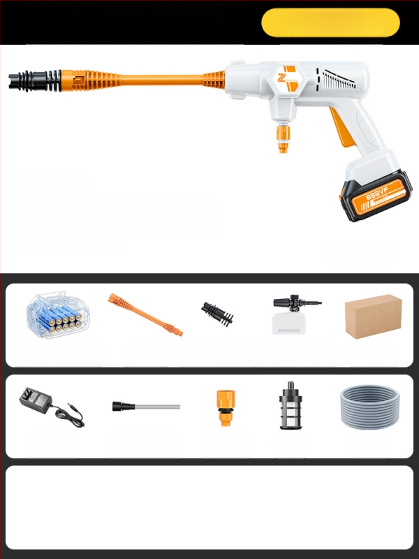 Bevielė aukšto slėgio plovimo pistolė automobiliams, 20V, maksimali slėgis 36 BAR, srautas 4 L/min, modelis ZH-HXCQ, svoris 2,4 kg