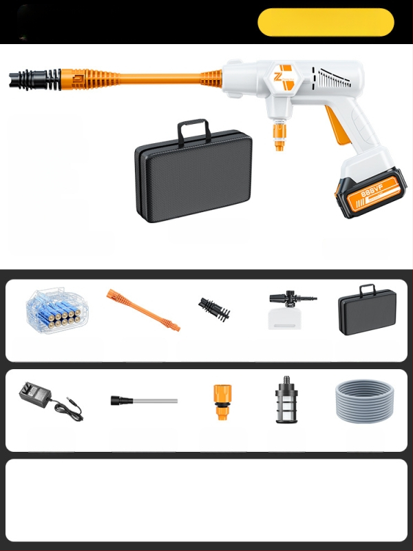 Bevielė aukšto slėgio plovimo pistolė automobiliams, 20V, maksimali slėgis 36 BAR, srautas 4 L/min, modelis ZH-HXCQ, svoris 2,4 kg