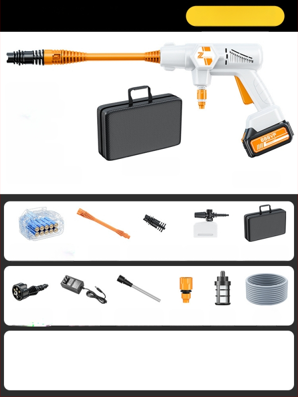 Bevielė aukšto slėgio plovimo pistolė automobiliams, 20V, maksimali slėgis 36 BAR, srautas 4 L/min, modelis ZH-HXCQ, svoris 2,4 kg