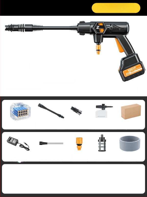 Bevielė aukšto slėgio plovimo pistolė automobiliams, 20V, maksimali slėgis 36 BAR, srautas 4 L/min, modelis ZH-HXCQ, svoris 2,4 kg