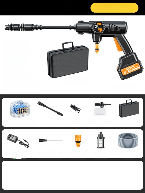 Bevielė aukšto slėgio plovimo pistolė automobiliams, 20V, maksimali slėgis 36 BAR, srautas 4 L/min, modelis ZH-HXCQ, svoris 2,4 kg