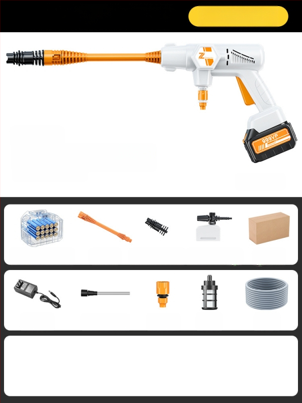 Bevielė aukšto slėgio plovimo pistolė automobiliams, 20V, maksimali slėgis 36 BAR, srautas 4 L/min, modelis ZH-HXCQ, svoris 2,4 kg
