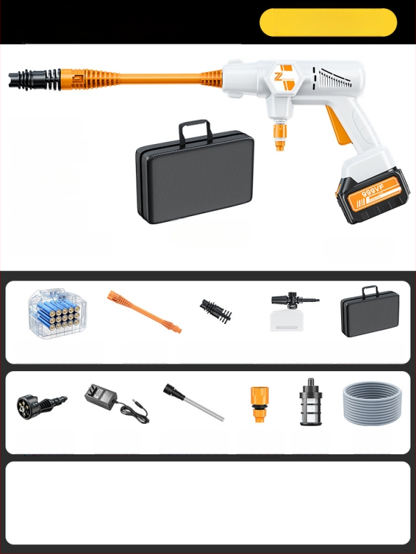 Bevielė aukšto slėgio plovimo pistolė automobiliams, 20V, maksimali slėgis 36 BAR, srautas 4 L/min, modelis ZH-HXCQ, svoris 2,4 kg