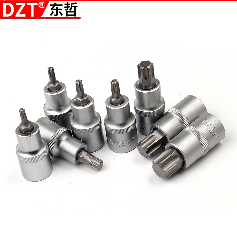 Пневматичен авторемонтен комплект гнезда, 12 части, набраздени повърхности, MF марка, инструментална стомана S2, матово покритие