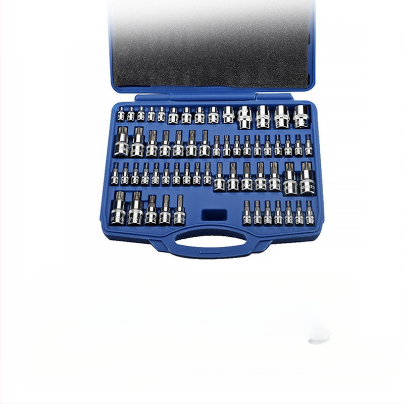 Пневматичен авторемонтен комплект гнезда, 12 части, набраздени повърхности, MF марка, инструментална стомана S2, матово покритие