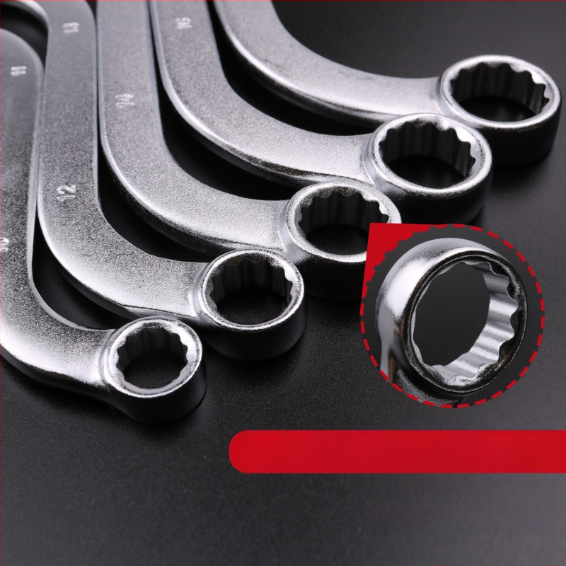 Гаечен ключ Plum Blossom – двустранен, с S/U/C глави, извита дръжка, 5-частен комплект, стомана хром ванадий