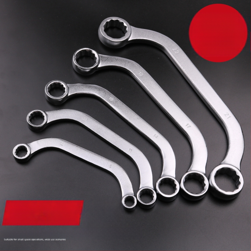 Гаечен ключ Plum Blossom – двустранен, с S/U/C глави, извита дръжка, 5-частен комплект, стомана хром ванадий