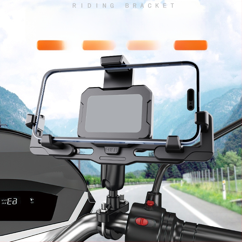 Držiak na telefón na motocykel a elektrické bicykle – proti otrasom, odolný, konštrukcia z nylonu a kovu, stabilná navigácia