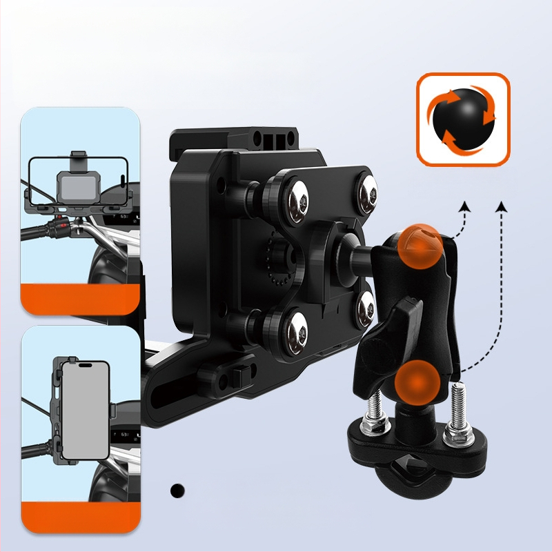 Držiak na telefón na motocykel a elektrické bicykle – proti otrasom, odolný, konštrukcia z nylonu a kovu, stabilná navigácia