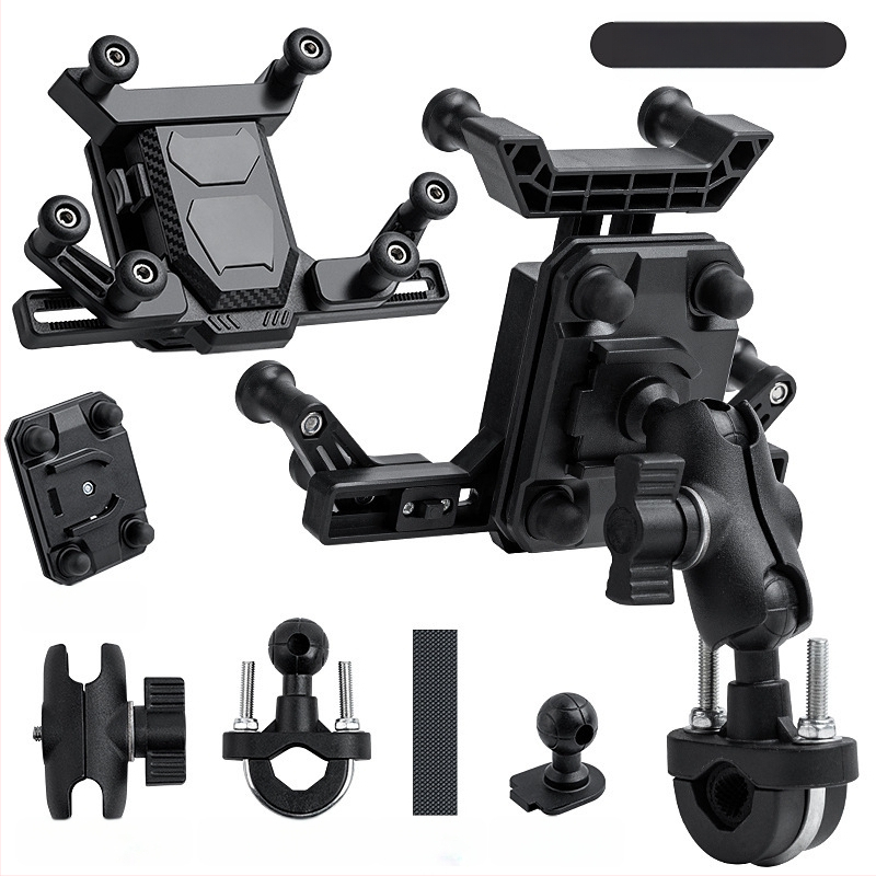 Držiak na telefón na motocykel a elektrické bicykle – proti otrasom, odolný, konštrukcia z nylonu a kovu, stabilná navigácia