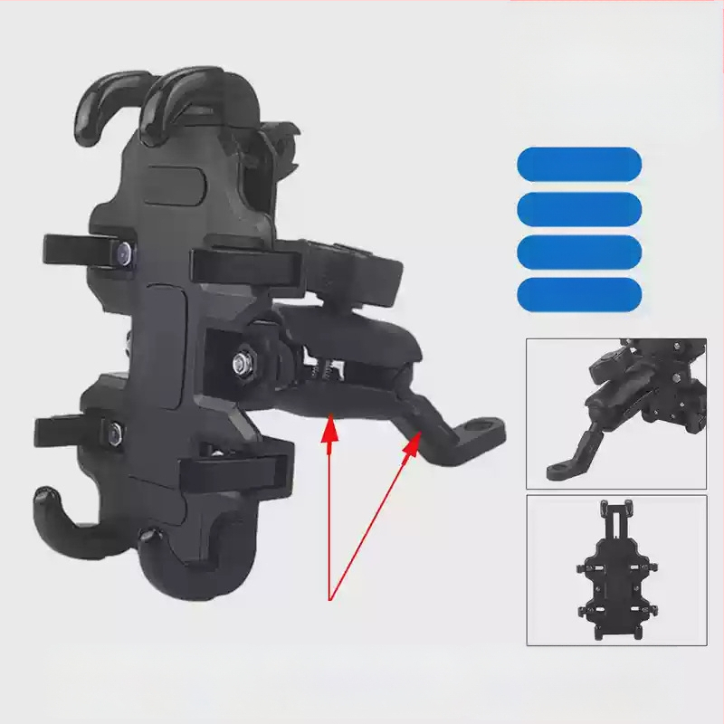 Držiak na telefón na motocykel a elektrické bicykle – proti otrasom, odolný, konštrukcia z nylonu a kovu, stabilná navigácia