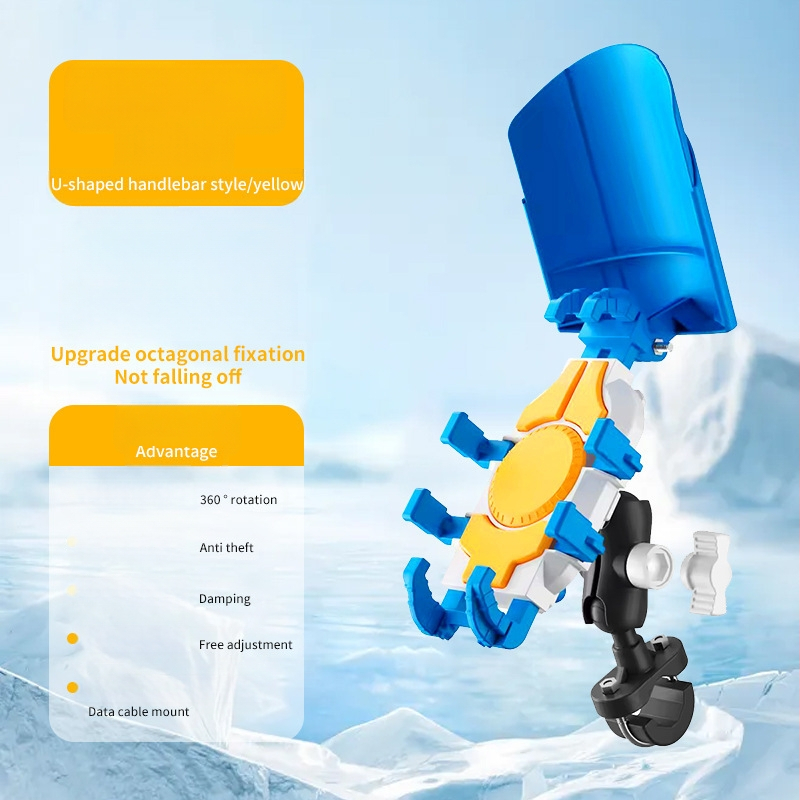 Držiak na telefón na motocykel a elektrické bicykle – proti otrasom, odolný, konštrukcia z nylonu a kovu, stabilná navigácia