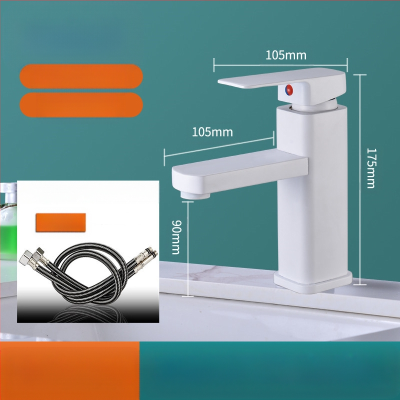 Kvadratna slavina za umivaonik, jedinstveni miješanje, nehrđajući čelik SF-02, keramički kartridž, 0–99°C