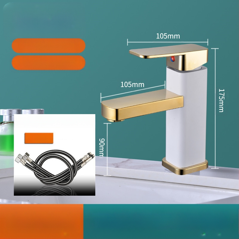 Kvadratna slavina za umivaonik, jedinstveni miješanje, nehrđajući čelik SF-02, keramički kartridž, 0–99°C