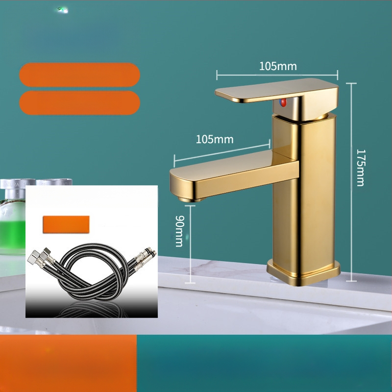 Kvadratna slavina za umivaonik, jedinstveni miješanje, nehrđajući čelik SF-02, keramički kartridž, 0–99°C