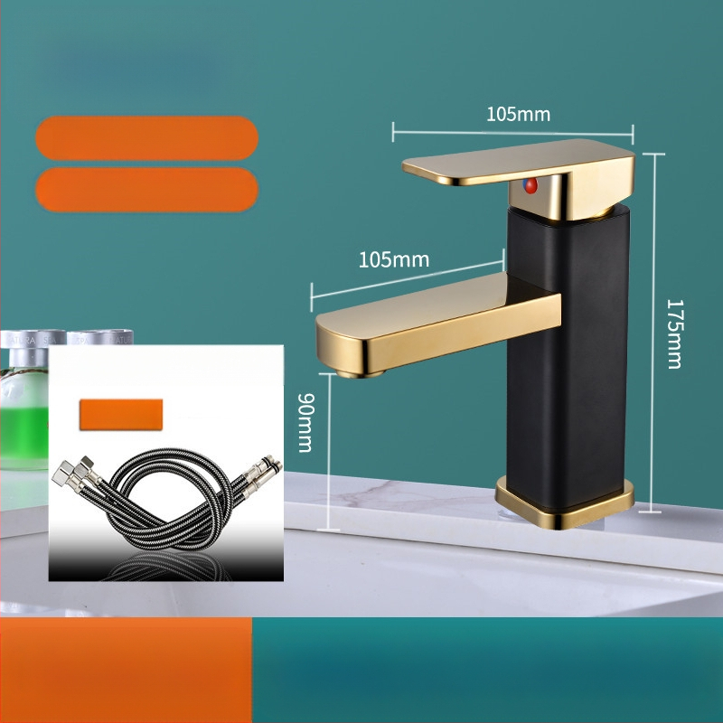 Kvadratna slavina za umivaonik, jedinstveni miješanje, nehrđajući čelik SF-02, keramički kartridž, 0–99°C