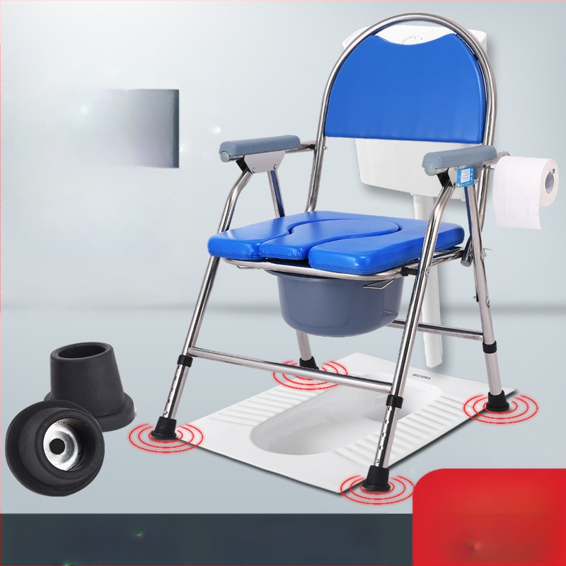 Vyresnių asmenų tualeto kėdė, sulankstoma ir mobilus, modelis G-0012, nerūdijančio plieno — Ji Hangfu