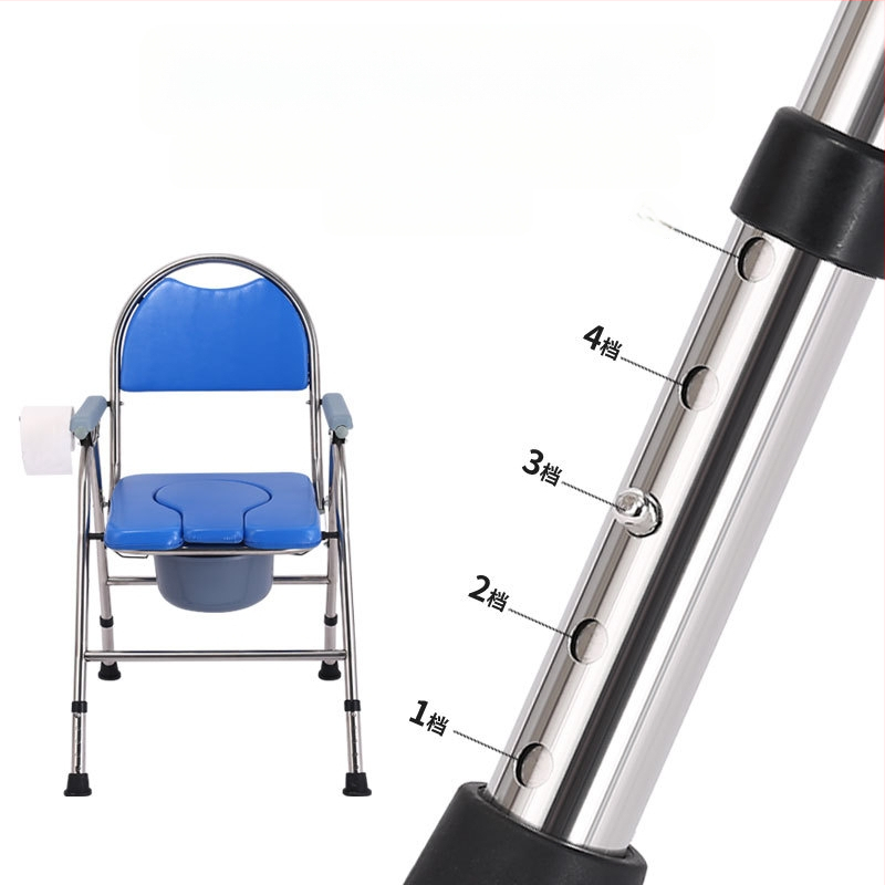 Vyresnių asmenų tualeto kėdė, sulankstoma ir mobilus, modelis G-0012, nerūdijančio plieno — Ji Hangfu