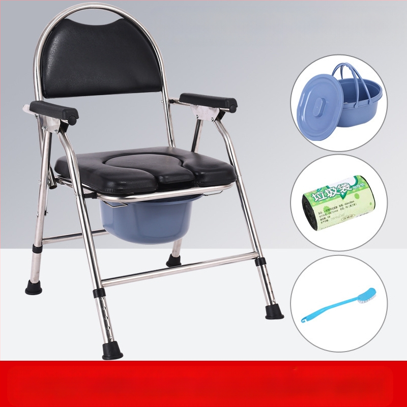 Vyresnių asmenų tualeto kėdė, sulankstoma ir mobilus, modelis G-0012, nerūdijančio plieno — Ji Hangfu