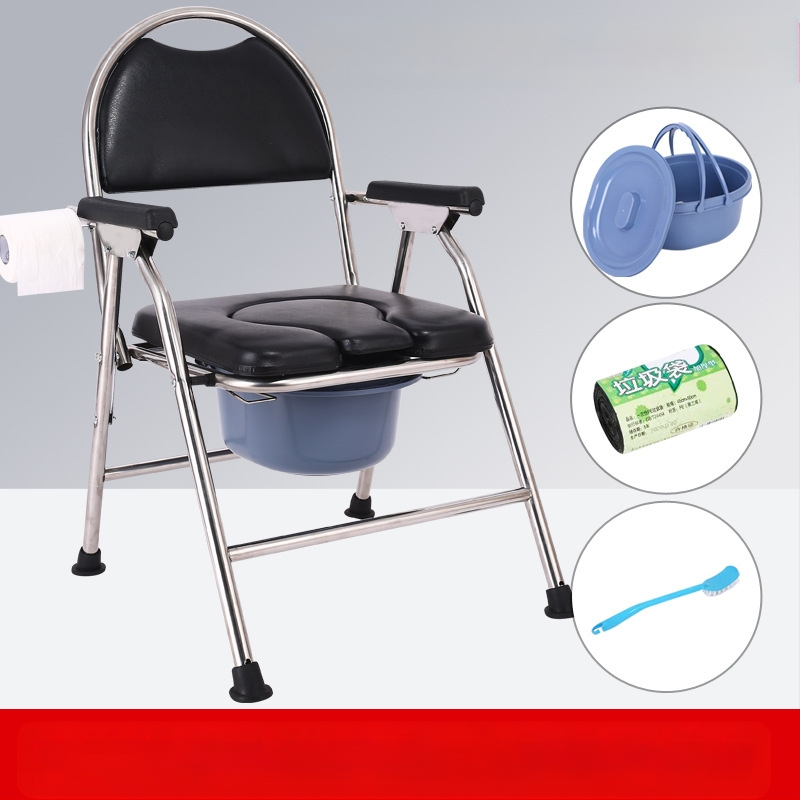 Vyresnių asmenų tualeto kėdė, sulankstoma ir mobilus, modelis G-0012, nerūdijančio plieno — Ji Hangfu