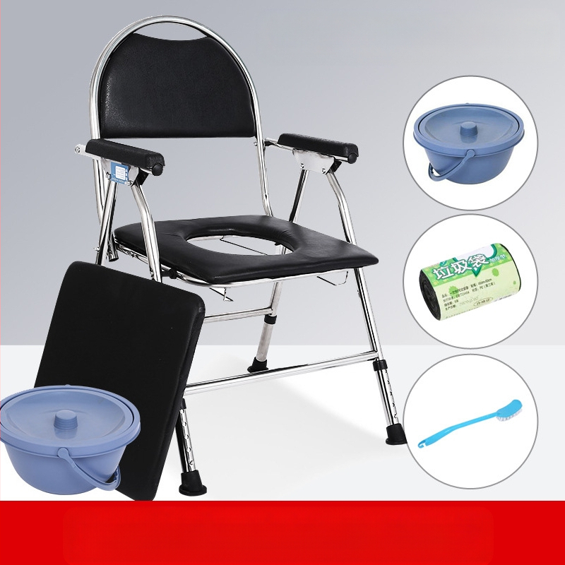 Vyresnių asmenų tualeto kėdė, sulankstoma ir mobilus, modelis G-0012, nerūdijančio plieno — Ji Hangfu