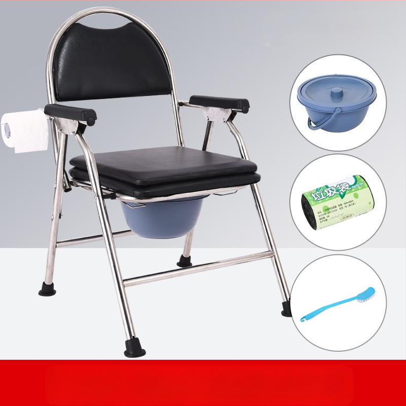 Vyresnių asmenų tualeto kėdė, sulankstoma ir mobilus, modelis G-0012, nerūdijančio plieno — Ji Hangfu