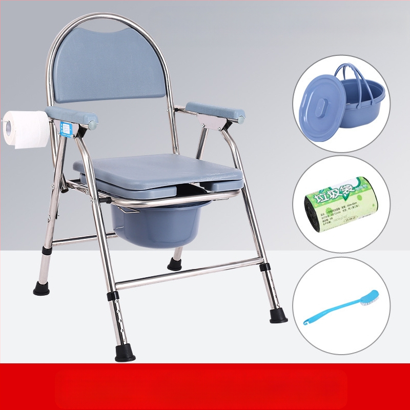 Vyresnių asmenų tualeto kėdė, sulankstoma ir mobilus, modelis G-0012, nerūdijančio plieno — Ji Hangfu