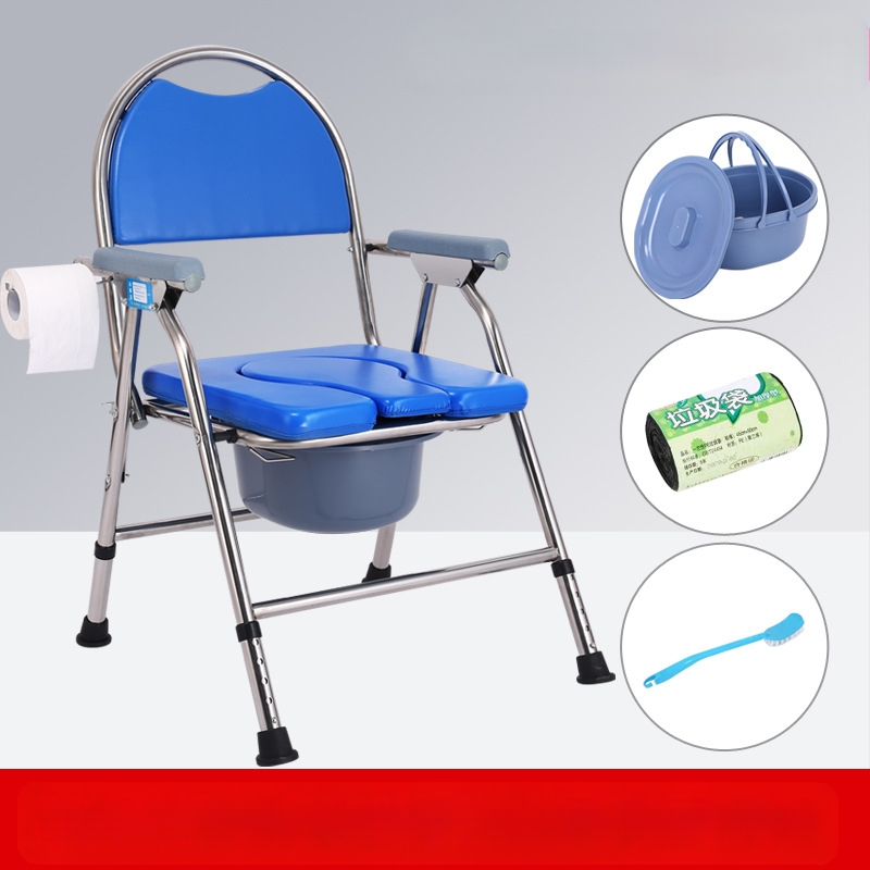 Vyresnių asmenų tualeto kėdė, sulankstoma ir mobilus, modelis G-0012, nerūdijančio plieno — Ji Hangfu