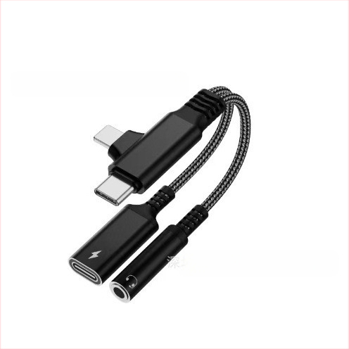 2-v-1 USB-C a Lightning audio NABÍJACÍ adaptér pre zariadenia Apple, Samsung a Google (model HS-118)