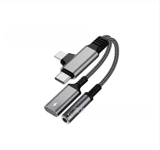 2-v-1 USB-C a Lightning audio NABÍJACÍ adaptér pre zariadenia Apple, Samsung a Google (model HS-118)