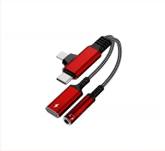 2-v-1 USB-C a Lightning audio NABÍJACÍ adaptér pre zariadenia Apple, Samsung a Google (model HS-118)