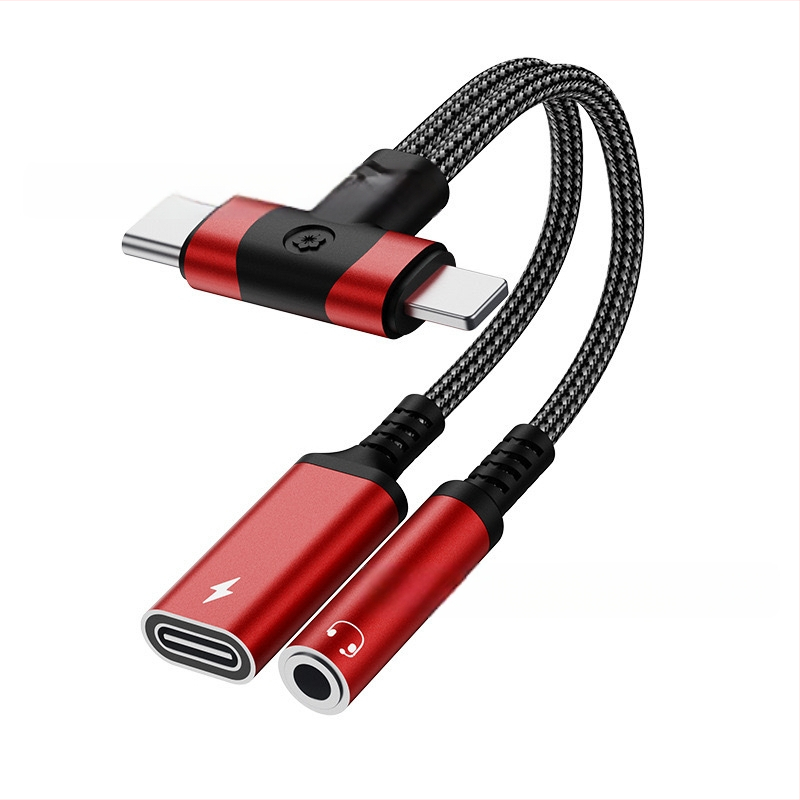 2-v-1 USB-C a Lightning audio NABÍJACÍ adaptér pre zariadenia Apple, Samsung a Google (model HS-118)