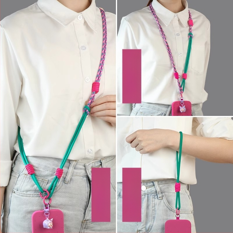 Ланярд за мобилен телефон, отделяем, многофункционален, нейлонова връв с метална катарама, полиестерна лента, анти-изгубване