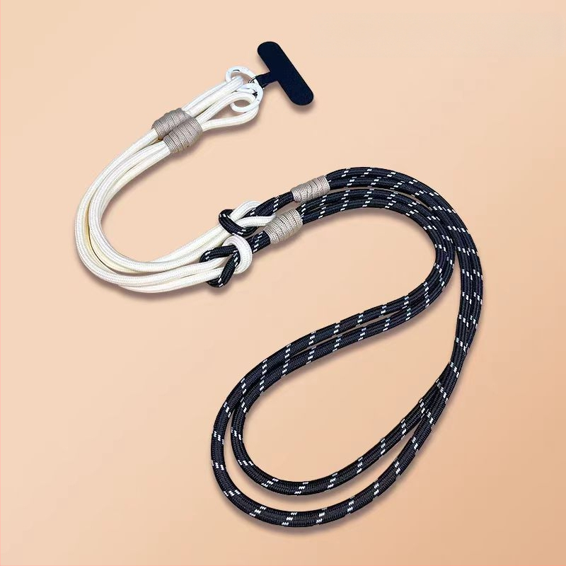 Ланярд за мобилен телефон, отделяем, многофункционален, нейлонова връв с метална катарама, полиестерна лента, анти-изгубване