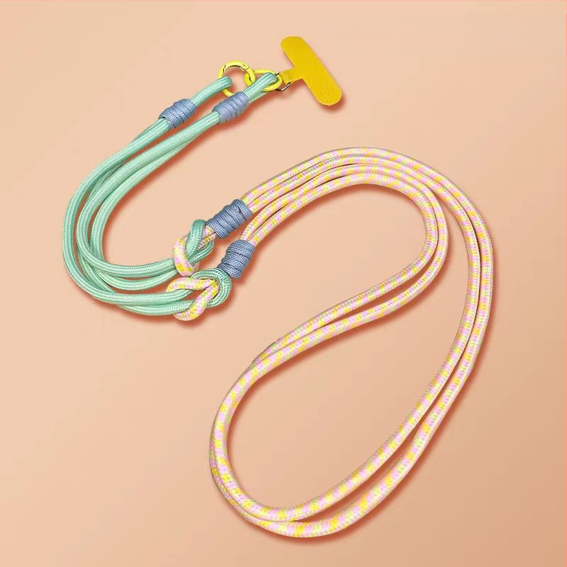 Ланярд за мобилен телефон, отделяем, многофункционален, нейлонова връв с метална катарама, полиестерна лента, анти-изгубване