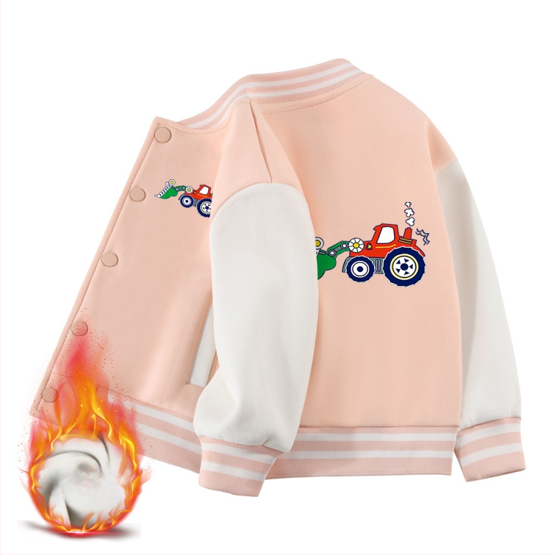 Dječja jesenska jakna s stojećim ovratnikom, dugi rukavi, kratka duljina, 100% pamuk, crtani uzorak, jednostruko zatvaranje