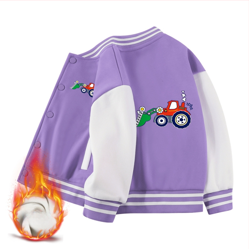 Dječja jesenska jakna s stojećim ovratnikom, dugi rukavi, kratka duljina, 100% pamuk, crtani uzorak, jednostruko zatvaranje