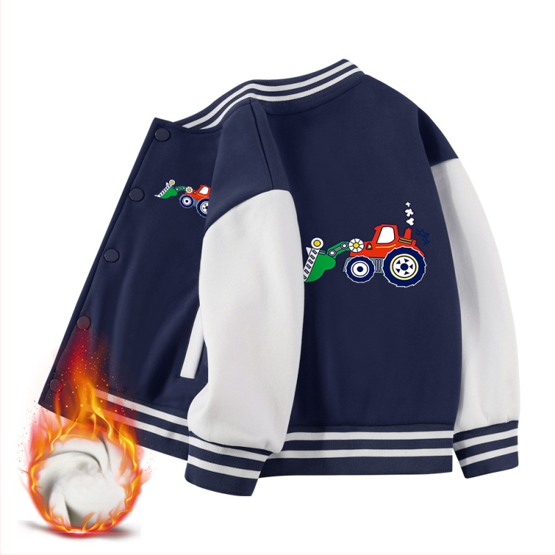 Dječja jesenska jakna s stojećim ovratnikom, dugi rukavi, kratka duljina, 100% pamuk, crtani uzorak, jednostruko zatvaranje