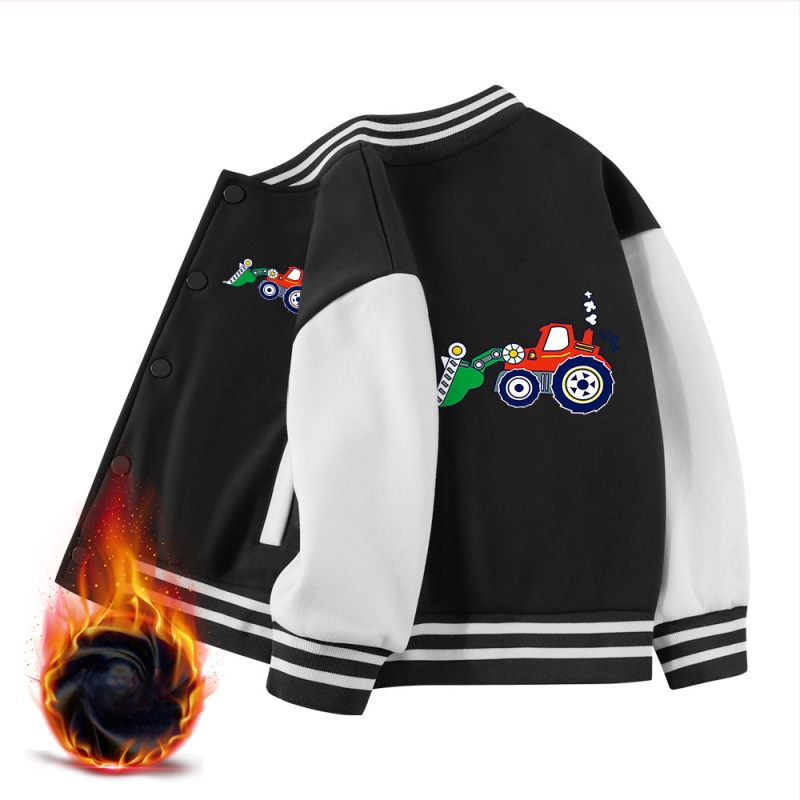 Dječja jesenska jakna s stojećim ovratnikom, dugi rukavi, kratka duljina, 100% pamuk, crtani uzorak, jednostruko zatvaranje