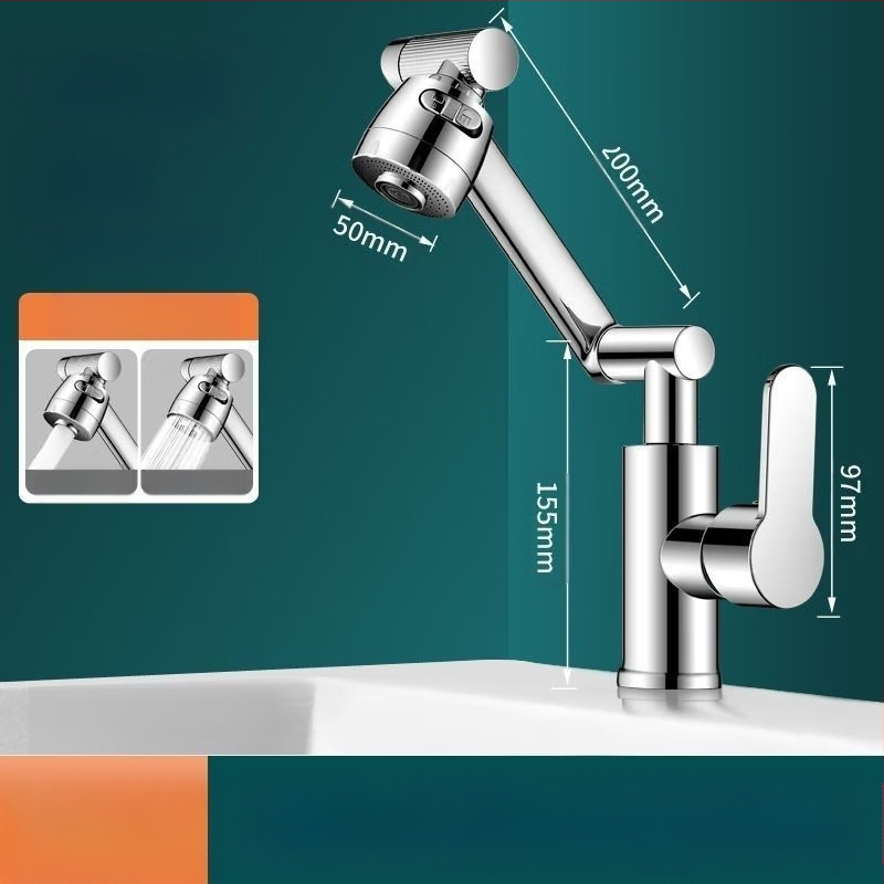 Lucky Cat universalus praustuvo čiaupas – keraminių disko vožtuvas, plastikinis korpusas, karštas/šaltas, 360° sukamas