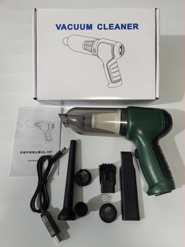 Bevielis dulkių siurblys automobiliui ir namams, be šepetėlių variklio, 5000 Pa siurbimo galia, įmontuota 1600-2000 mAh baterija, USB maitinimas