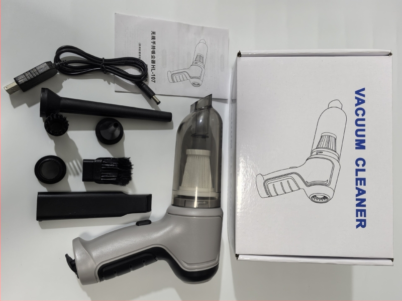 Bevielis dulkių siurblys automobiliui ir namams, be šepetėlių variklio, 5000 Pa siurbimo galia, įmontuota 1600-2000 mAh baterija, USB maitinimas