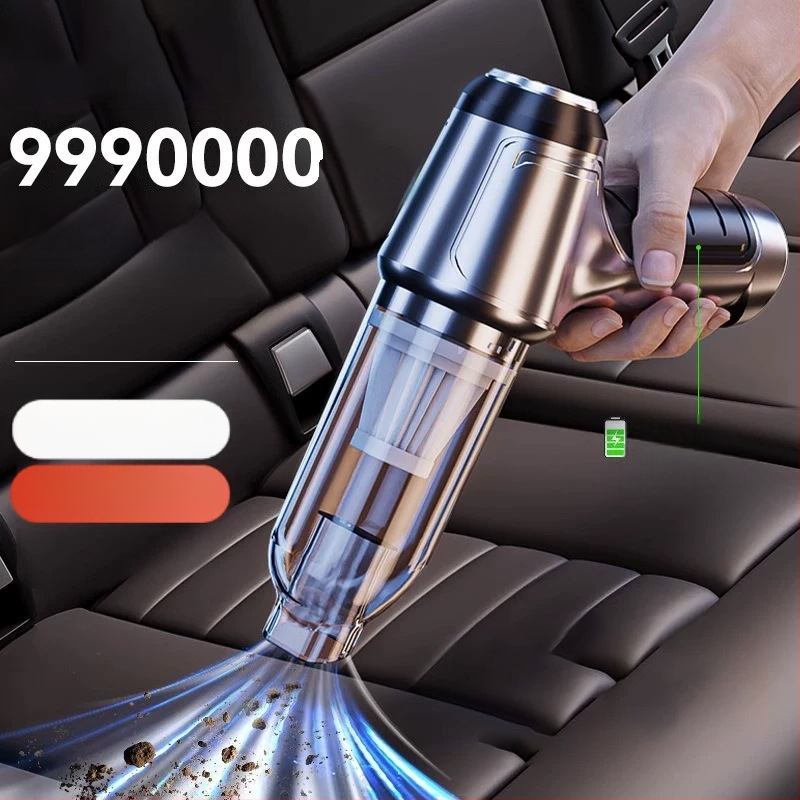 Bevielis dulkių siurblys automobiliui ir namams, be šepetėlių variklio, 5000 Pa siurbimo galia, įmontuota 1600-2000 mAh baterija, USB maitinimas