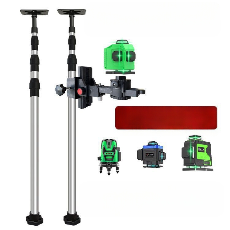 Лазерен нивелир трипод с регулируем повдигащ механизъм, инфрачервен държач, подсилен разтегателен прът и универсален таванен монтаж