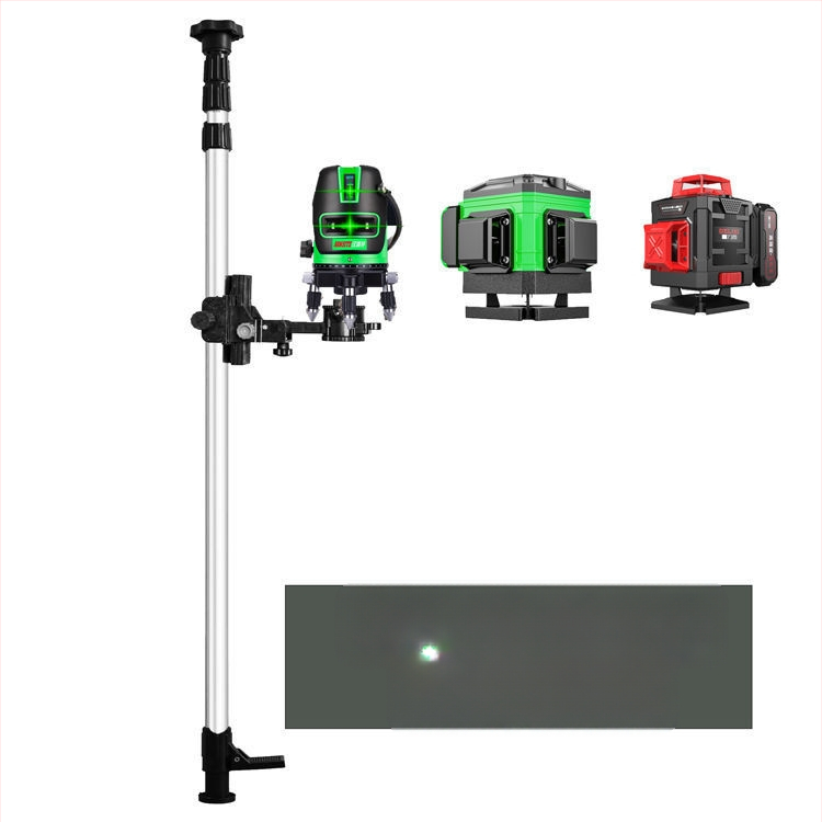Лазерен нивелир трипод с регулируем повдигащ механизъм, инфрачервен държач, подсилен разтегателен прът и универсален таванен монтаж