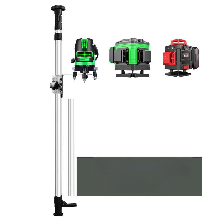 Лазерен нивелир трипод с регулируем повдигащ механизъм, инфрачервен държач, подсилен разтегателен прът и универсален таванен монтаж