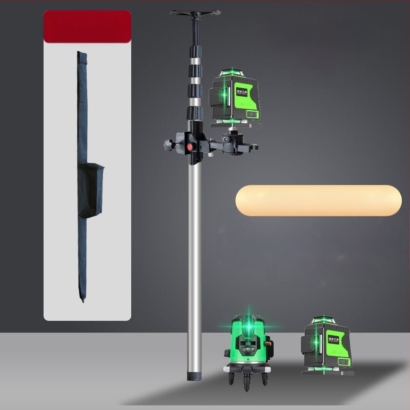 Лазерен нивелир трипод с регулируем повдигащ механизъм, инфрачервен държач, подсилен разтегателен прът и универсален таванен монтаж
