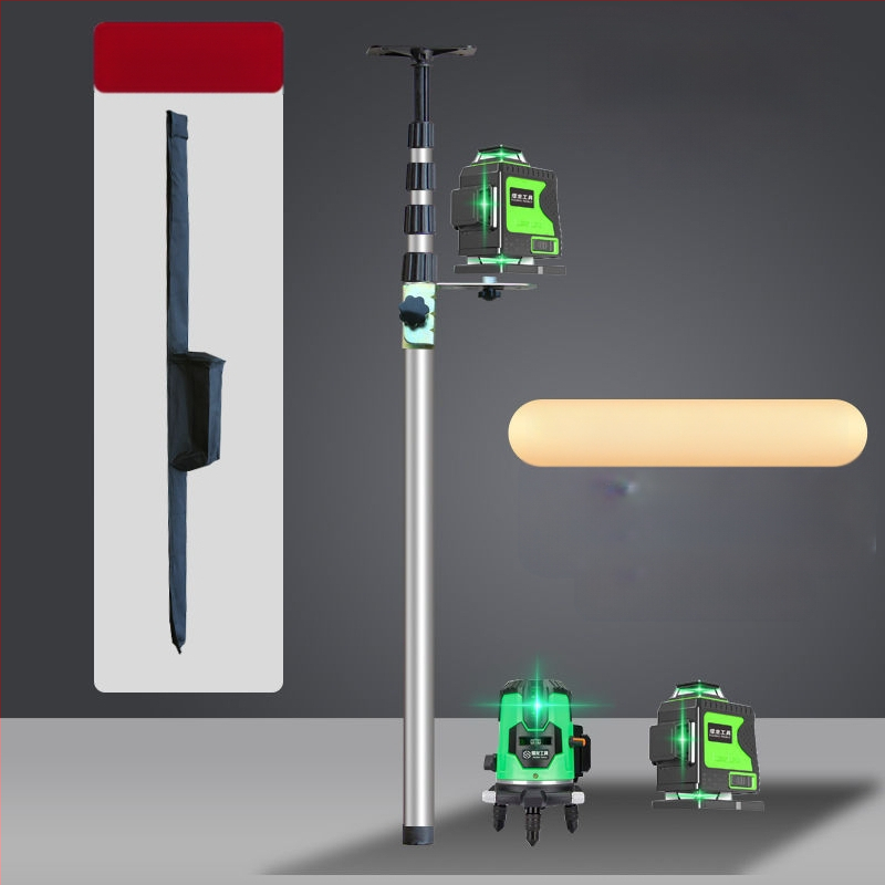 Лазерен нивелир трипод с регулируем повдигащ механизъм, инфрачервен държач, подсилен разтегателен прът и универсален таванен монтаж